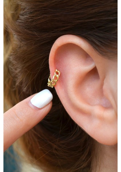 Gold Zincir Model Halka Piercing Tragus Helix Forward Helix Kıkırdak