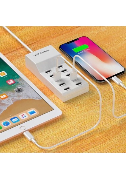 10'lu USB Çoğaltıcı Çoklu Şarj Aleti Fişli USB Hub