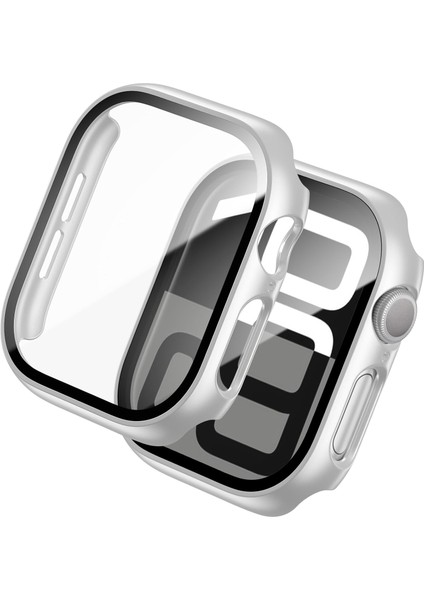 Kasa Koruyucu Kılıf, Apple Watch Series 10/11 46MM ile Uyumlu Ekran Koruyucu, Gümüş