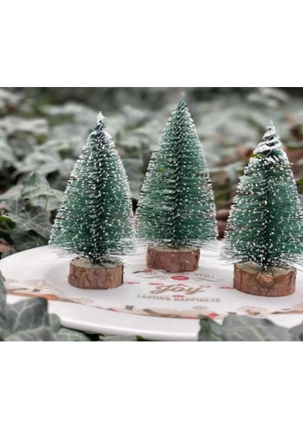 Minyatür 3'lü Yılbaşı Karlı Çam Ağacı Seti Plastik Süsler ile Yeni Yıl Dekorasyonu fırsatları
