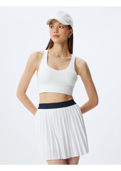 U Yaka Çapraz Sırt Askılı Slim Fit Yumuşak Tuşe Sporcu Sütyeni Interlok