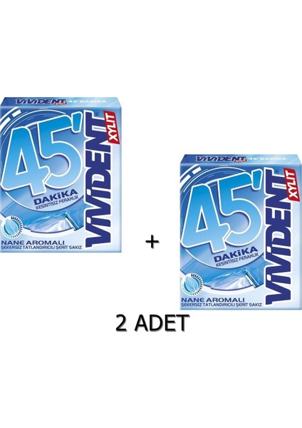 45 Dakika Nane Aromalı Şekersiz-Tatlandırıcılı Şerit Sakız 33 gr 2 Adet