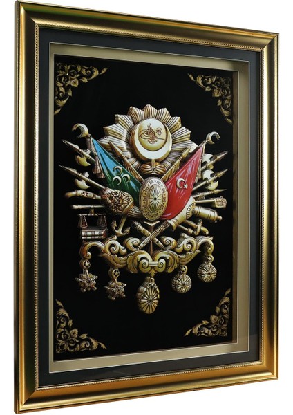 El Işçiliği Osmanlı Tuğrası Kağıt Rolyef Tablo 87 x 66 cm - 6067