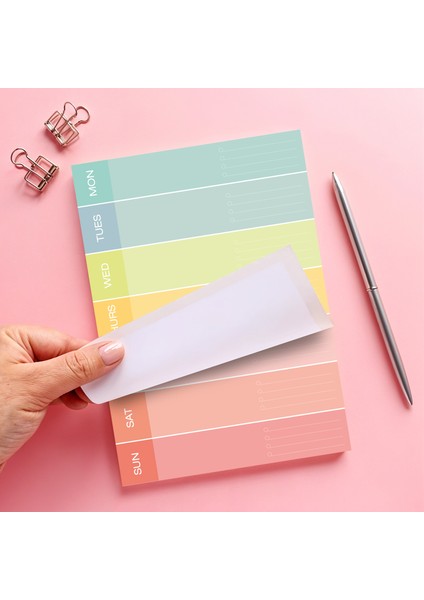 Pastel Renkli Haftalık Planlayıcı Notepad Bloknot Defter Seti A5