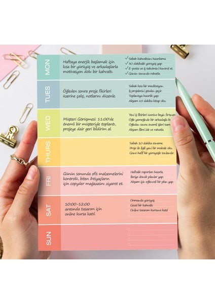 Pastel Renkli Haftalık Planlayıcı Notepad Bloknot Defter Seti A5