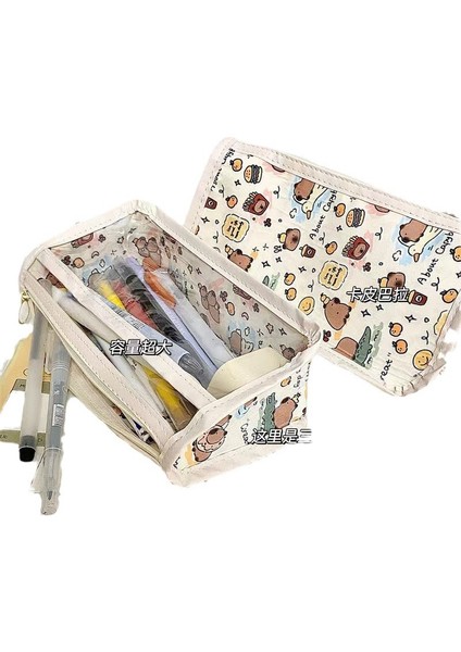 Kapibala Kalem Çantası Büyük Kapasiteli Yarı Saydam Yüksek Görünümlü Öğrenci Şeffaf Üçgen Kırtasiye Saklama Çantası (Yurt Dışından)