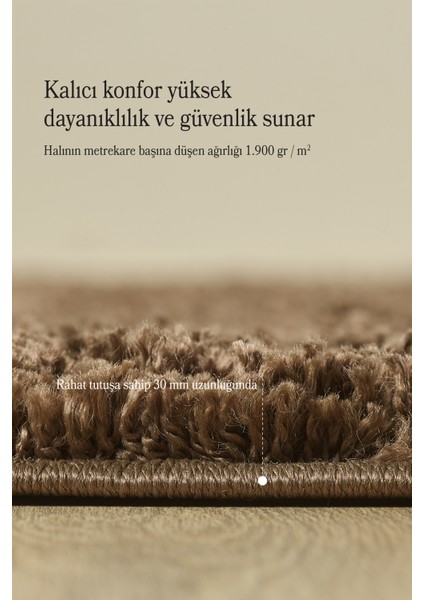 Modern Düz Desen Kahverengi Oturma Odası Halısı Salon Halısı Uzun Tüylü Yumuşak Dokulu Kolay Bakım