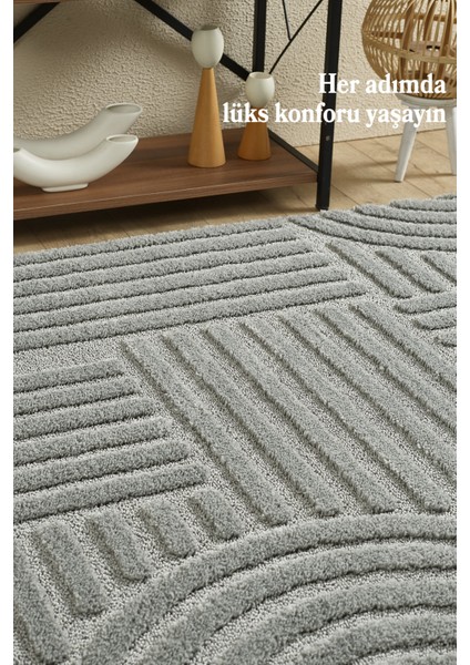 Elit Tasarım Gümüş Yumuşak Dokulu Post Peluş Salon Halısı Oturma Odası Halısı Antialerjik Leke Tutmaz Yuvarlak fırsatları