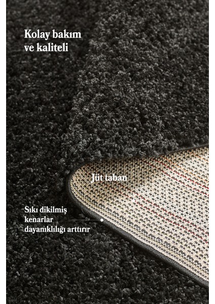 Peluş Halı Siyah Oturma Odası Halısı Salon Halısı Yatak Odası Uzun Tüylü Toz Vermez Kolay Bakım fırsatları