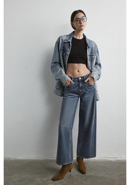Siena % 100 Pamuk Wide Leg Yüksek Bel Geniş Paça Jeans Bayan Kot Pantolon 1010763