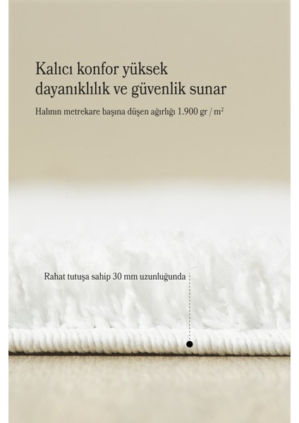 Peluş Halı Beyaz Oturma Odası Halısı Salon Uzun Tüylü Toz Vermez Kolay Bakım indirimleri