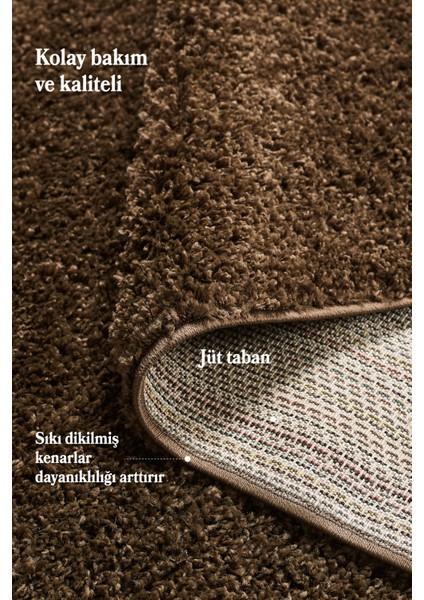 Modern Düz Desen Kahverengi Oturma Odası Halısı Salon Halısı Uzun Tüylü Yumuşak Dokulu Kolay Bakım indirimleri