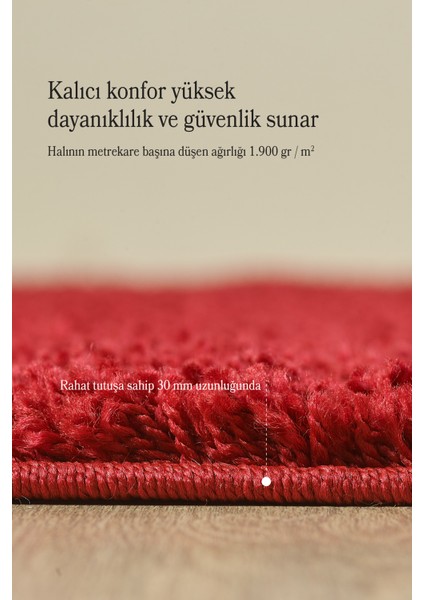 Modern Düz Desenli Kırmızı Oturma Odası Halısı Salon Halısı Uzun Tüylü Yumuşak Dokulu Kolay Bakım