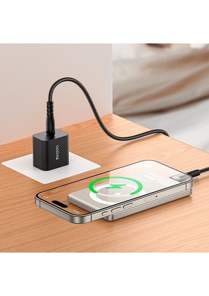 Apple iPhone 12 ve Üzeri Modellerle Uyumlu Magsafe Çöl Titanium Powebank Ultra Slim 5000 Mah