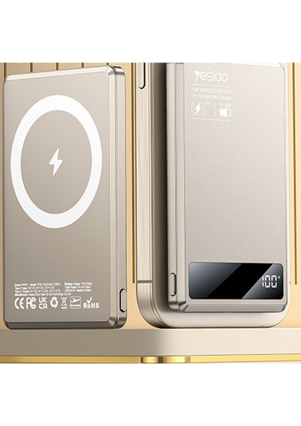 Apple iPhone 12 ve Üzeri Modellerle Uyumlu Magsafe Çöl Titanium Powebank Ultra Slim 5000 Mah