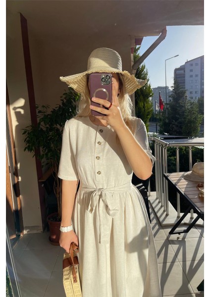 Keten Krem Elbise Krem fırsatları