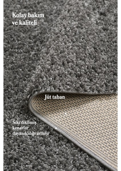 Modern Düz Desen Gri Oturma Odası Halısı Salon Halısı Uzun Tüylü Yumuşak Dokulu Kolay Bakım Yuvarlak indirimleri