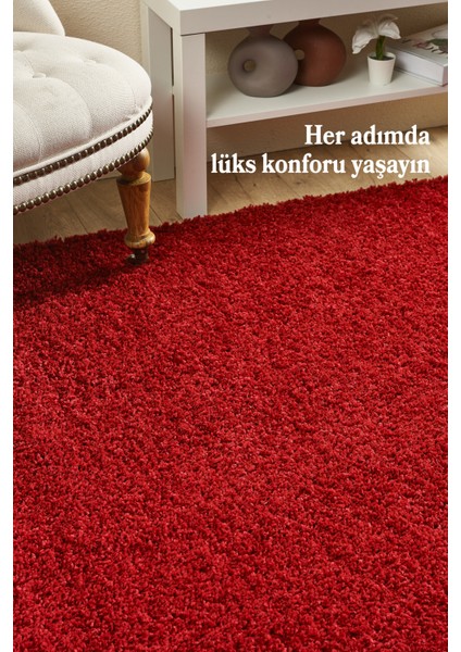 Modern Düz Desenli Kırmızı Oturma Odası Halısı Salon Halısı Uzun Tüylü Yumuşak Dokulu Kolay Bakım fiyatları