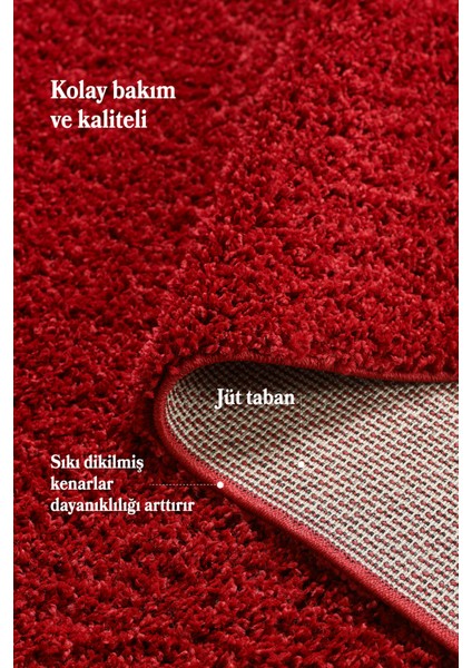 Modern Düz Desenli Kırmızı Oturma Odası Halısı Salon Halısı Uzun Tüylü Yumuşak Dokulu Kolay Bakım indirimleri