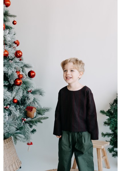 Franks Stripes Arkası Düğmeli Mor Yeşil Erkek Çocuk Gömlek fırsatları