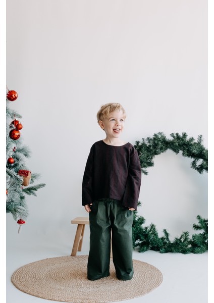 Franks Stripes Arkası Düğmeli Mor Yeşil Erkek Çocuk Gömlek modelleri