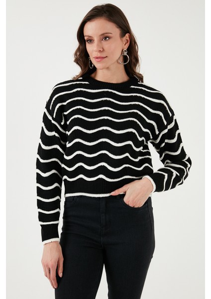 Regular Fit Bisiklet Yaka Ajurlu Kazak Bayan Kazak 24K0376K1 fırsatları