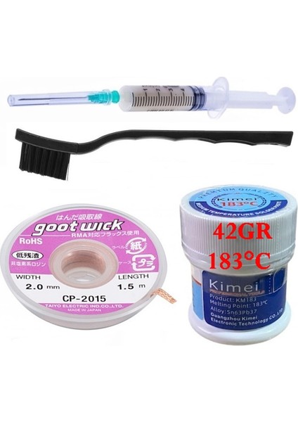 Krem Lehim Solder Paste Noclean Kimei 183°C Uyumlu 42G Flux Lehim Toplama CP-2015 Lehim Emme Teli 2,0 mm