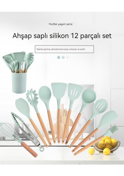 Mutfak Pişirme Malzemesi Saklama Kovası Silikon Mutfak Eşyaları 12 Parçalı Spatula ve Kaşık Seti (Yurt Dışından) fiyatları