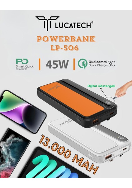 Samsung Galaxy M13 / M23 / M33 / M53 5g Uyumlu Powerbank 45W 13.000 Mah Turbo Sarj