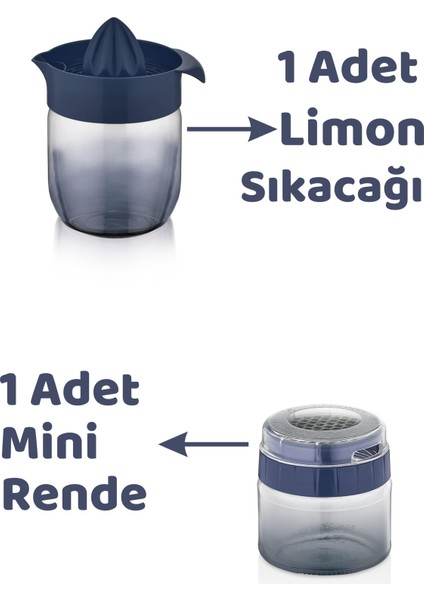 Homenıva Lacivert Rainbow 7 Parça Mutfak Seti – Karaf Sürahi Yağlık Rende Limon Sıkacağı Tuzluk