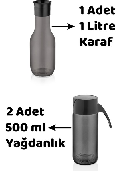 Homenıva Füme Rainbow 7 Parça Mutfak Seti – Karaf Sürahi Yağlık Rende Limon Sıkacağı Tuzluk