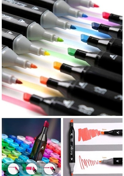 80'li Çift Tatraflı Marker Kalem Seti Standlı Resim Mimari ve Grafik Tasarım Kalemi