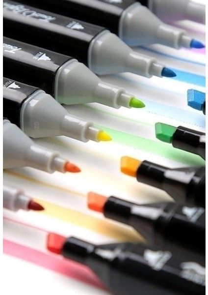 80'li Çift Tatraflı Marker Kalem Seti Standlı Resim Mimari ve Grafik Tasarım Kalemi