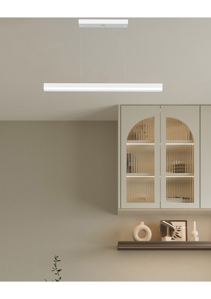 Magro 80cm (Beyaz Kasa, Beyaz Işık) Ledli Sarkıt Lineer Modern LED Avize, Salon, Mutfak, Masa Üstü Avize fiyatları