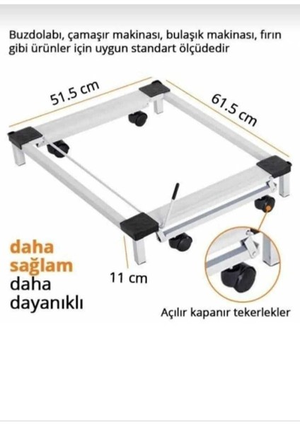 Gri Beyaz Eşya Altlığı Tekerlekli Çamaşır Bulaşık Buzdolabı V.s Makinesi Altlığı