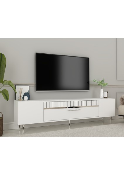 DEKOLP1CT Tv Sehpası Beyaz-Gümüş fiyatları