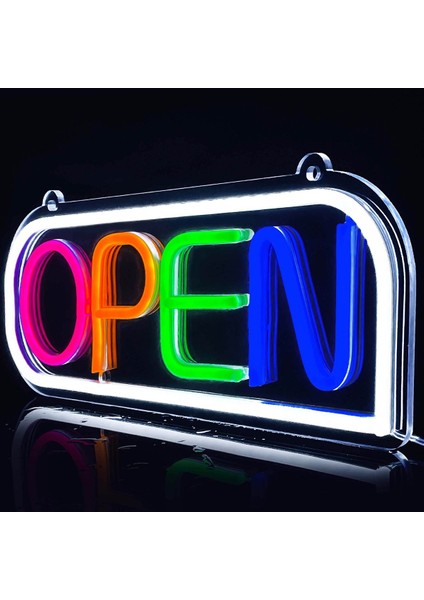 Neon LED Duvar Dekoratif Aydınlatma -Open4, 24X16CM-