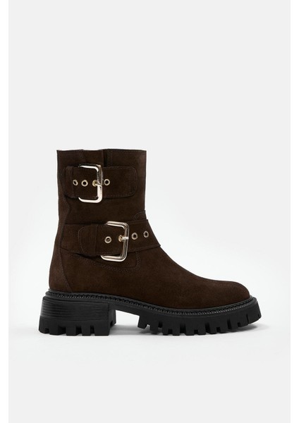 Johan Kahve Süet Hakiki Deri Kadın Bot