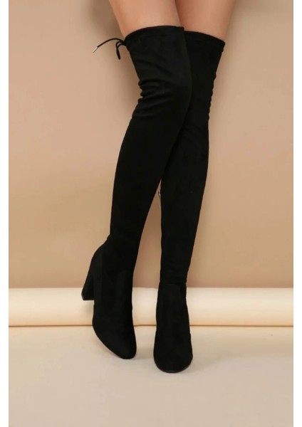 Çorap Çizme, Kadın Siyah Yuvarlak Burunlu 10CM Topuklu Streç Çizme fiyatları