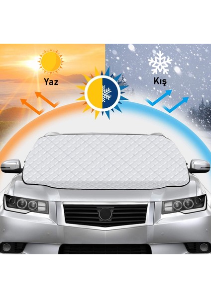 Araba Ön Cam Koruma Örtüsü, Araç Güneşlik, Oto Buzlanma Önleyici Kar Koruyucu Branda 155-125CM