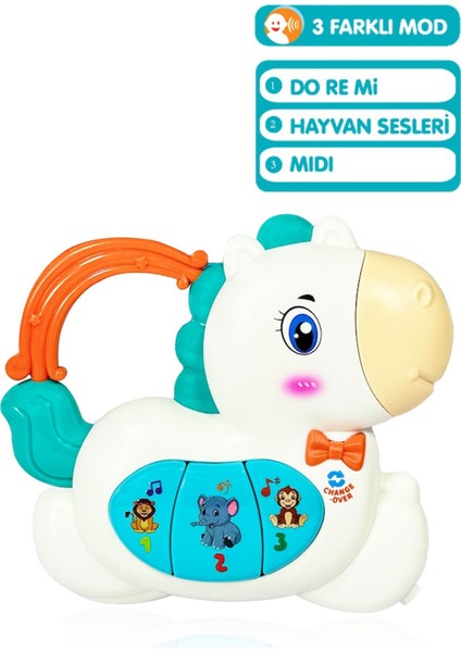 Işıklı ve Müzikli At Bebek Piyanosu Motor Beceri Gelişimi Müzikli Oyuncak Hayvan Sesli At Bebek Oyuncağı Turuncu Yele modelleri