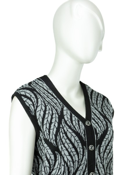 Kadın Kışlık Yünlü Örme Anne Yelek V Yaka Kırlangıç Motifli Çift Cepli Düğmeli Tam Kalıp fırsatları