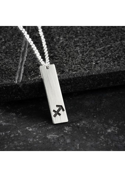 Erkek Özel Tasarım Yay Burcu Gümüş Kolye