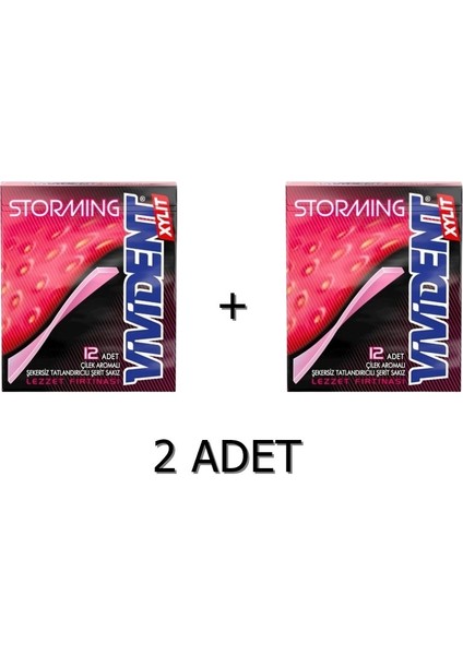 Storming Çilek Aromalı Şekersiz-Tatlandırıcılı Şerit Sakız 33 gr 2 Adet
