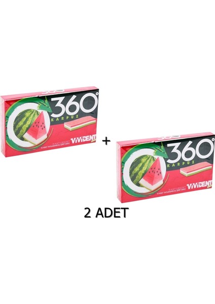 360 Karpuz Aromalı Şekersiz-Tatlandırıcılı Şerit Sakız 33G (2 Adet)
