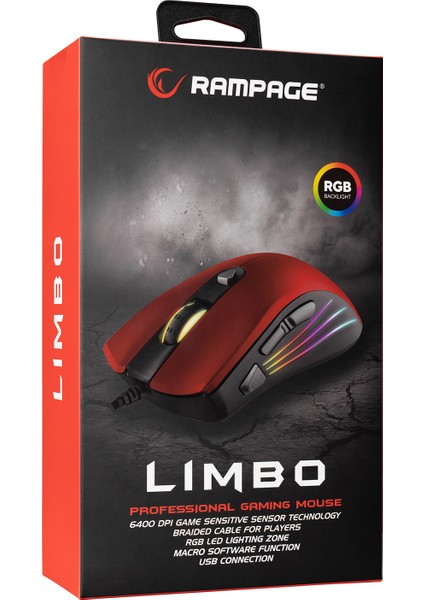 SMX-R33 Lımbo Makrolu Siyah/kırmızı 6400DPI Rgb Ledli Gaming Oyuncu Mouse