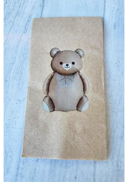 Retro Sevimli Ayı Baskılı Kraft Peçete Ayı Tema Peçete - Kraft Peçete 12LI Paket fiyatları