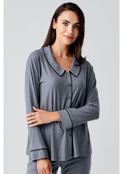 Bebe Yaka Düğmeli Uzun Kollu Hamile Pijama Takım 22109 modelleri