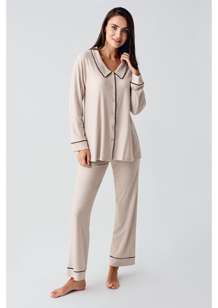 Bebe Yaka Düğmeli Uzun Kollu Hamile Pijama Takım 22109 fiyatları