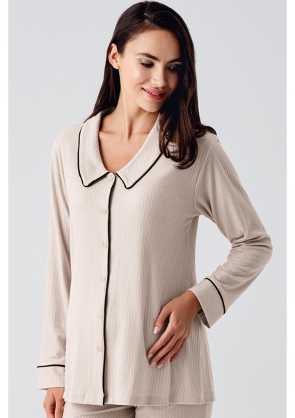 Bebe Yaka Düğmeli Uzun Kollu Hamile Pijama Takım 22109 fırsatları